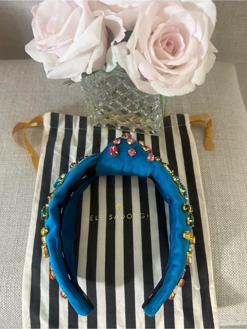 Lele Sadoughi OOAK Knotted Headband with Multicolor Crystals - Picture 4 of 4